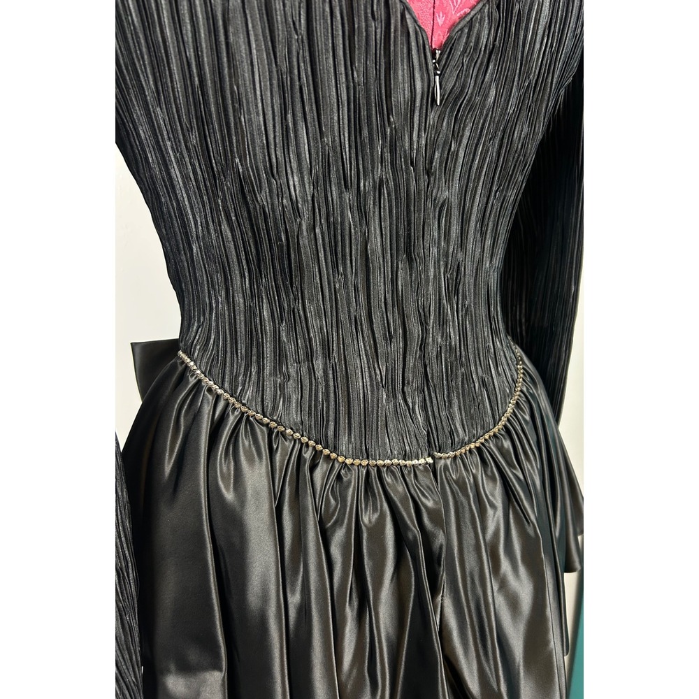 VTG Cattiva Maya Jornot 80s Black Bow Cocktail Dress 4 Hollywood Glam Prom Party - Picture 12 of 16